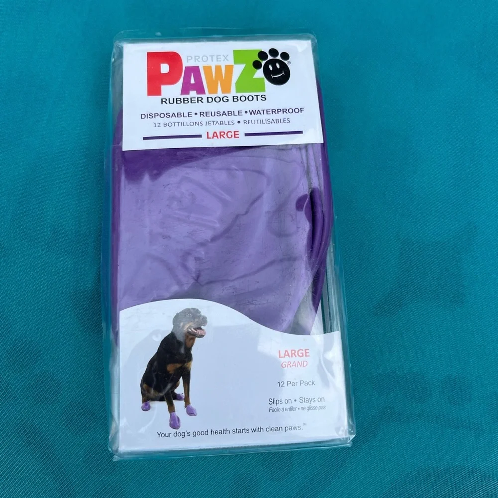 NEW IN BOX PAWS Purple Dog Paw Protector Shoe Size Large 12 pack